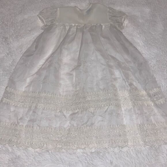 Vintage Sheer Chiffon Double Layered Christening Gown XL 2T - Picture 2 of 16